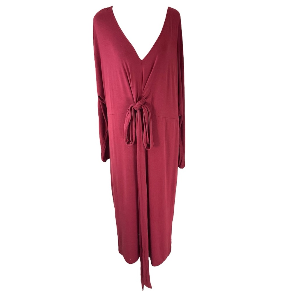 Universal Standard Front Tie Burgundy Midi Maxi Dress Size 14/16